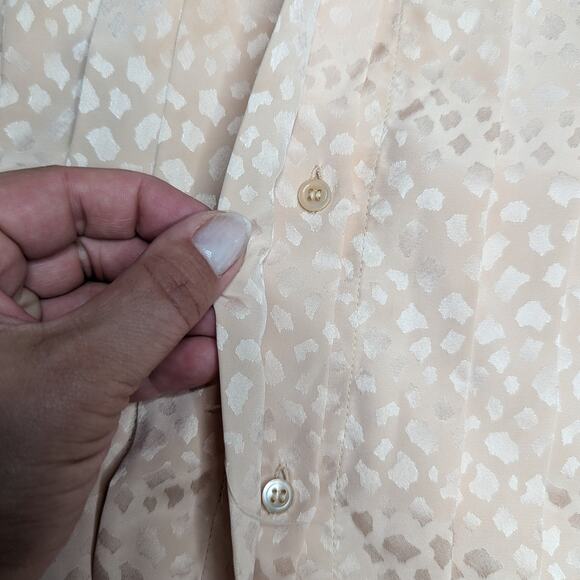 Vtg 1980s La Chine Plus Blush Pink Textured Satin Pleat Front Blouse 40 XL - Picture 3 of 5